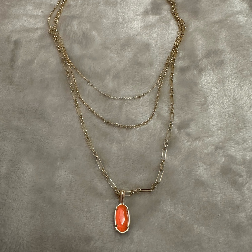 Kendra Scott Gold Layered Necklace with Vibrant Pendant